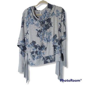 Ideology Botanic Printed Cowl-Neck Side-Tie Top